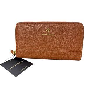Nanette Lepore Women's Vegan Leather Zip Around Clutch Wallet Camel Tan NWT